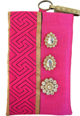 

Mahadev Exports Diamond brooch hooked mobile cover Mobile Pouch(Gold)