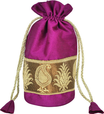 

Lal Haveli Brocade Work Paisley Design jewellery Bag Coin Purse(Pink)