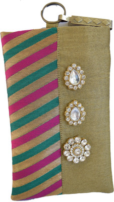 

Mahadev Exports Diamond brooch hooked mobile cover Mobile Pouch(Gold)