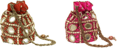 

SAANKHYA SPC-007 Potli(Red, Pink), Pink;red