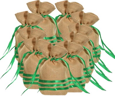 

Kohl Set of 10 Potli Bags Medium Green Wristlet(Green)