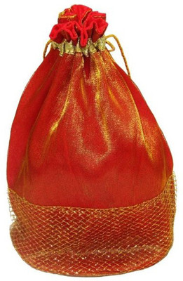 

Wedding Pitara Fancy Shagun Gift Pack of 10 Potli(Orange, Gold), Gold;orange