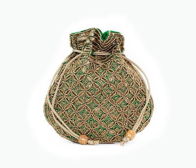 

Vermello Green Designer Potli Pouch(Green)