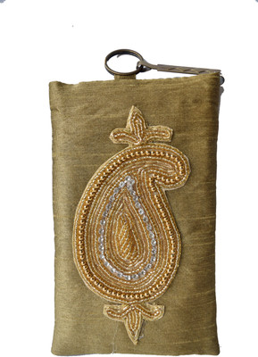 

Mahadev Exports Big Kairi Booti Hooked mob Cover Mobile Pouch(Gold)