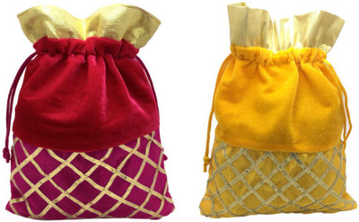 

FashBlush Shagun Gift Pouch Potlis (Set Of 2) Potli(Yellow, Gold, Pink), Gold;pink;yellow