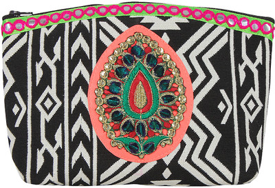 

Garam Masala Ethnic Charm Pouch(Black, White)