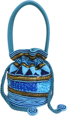 

Kawaii Beaded Potli(Blue, Multicolor)