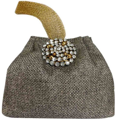 

Laviva Ethnic Grey Colored Jute Potli Bag by Laviva Potli(Grey)