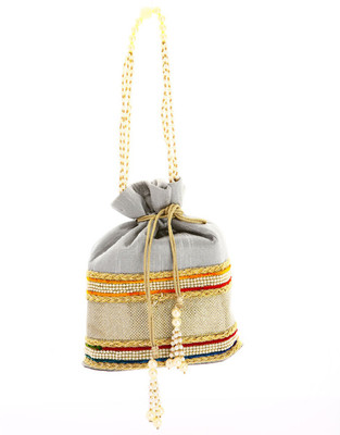 

LadyBugBag Ethnic Designer Potli(Grey)