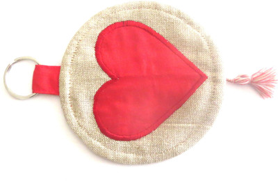 

Needlecrest Heart Keyfob Potli(Beige, Red)