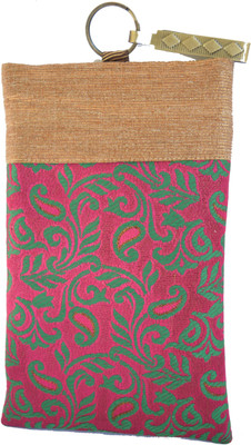 

Mahadev Exports Magenta green designer Hooked Mob cover Mobile Pouch(Gold)