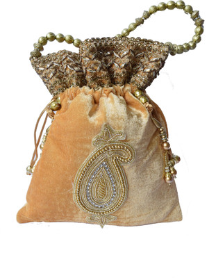 

Mahadev Exports Big Kairi Booti Velvet Potli(Gold)