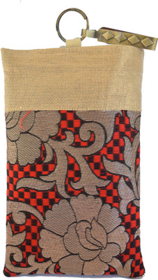 

Mahadev Exports Grey black orange Hooked Mob cover Mobile Pouch(Gold)