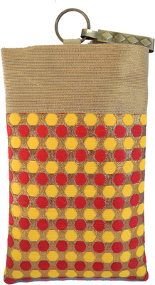 

Mahadev Exports Red Yellow Dots Hooked Mob cover Mobile Pouch(Gold)