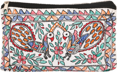 

iMithila Beautiful Dancing Peacocks, Casual, Ethnic and Jeanswear Madhubani Handpainted Cotton Pouch(Multicolor)