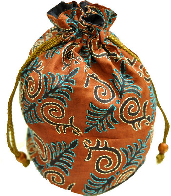 

The India Craft House Kutch Emboidered Potli(Brown)