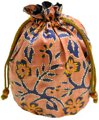 

The India Craft House Kutch Emboidered Potli(Blue, Pink)