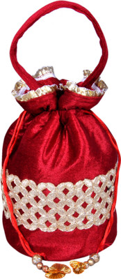 

Angelfish potali bag red shining velvet Potli(Maroon)