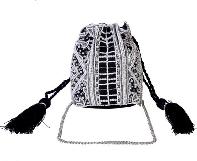 

Diwaah Hand Embroided white beaded & sequenced bag Potli(Multicolor)