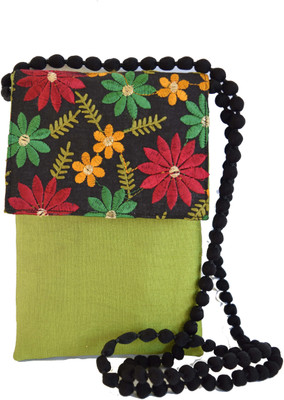 

Mahadev Exports Small flower embroidery flap sling bag MMPM-404 Mobile Pouch(Multicolor)