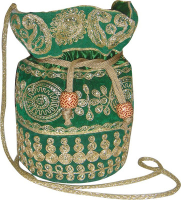 

AADOO Handmade Designer Green Bags Potli(Green)