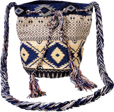 

Diwaah Handloom Yellow Jacquard printed bag Potli(Multicolor)