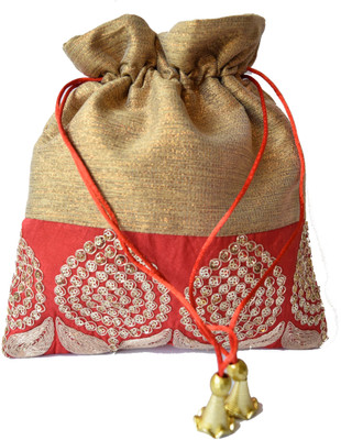 

Mahadev Exports Maroon Broad Lace Gold Potli(Gold)