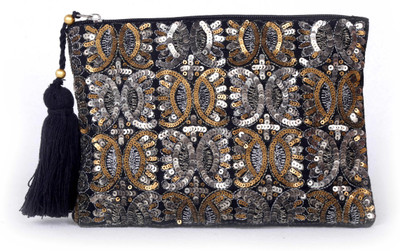

Diwaah Hand crafted multi embroidered zip top. Pouch(Multicolor)