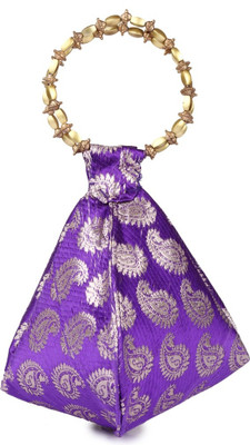 

Kleio Ethnic Brocade Potli Potli(Blue, Silver)