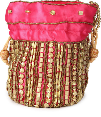 

Kleio Ethnic Zari Potli Potli(Pink, Gold), Gold;pink