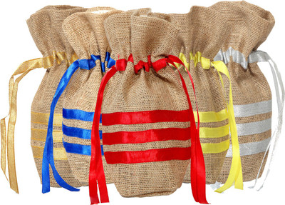 

Kohl Set of 5 Potli Bags Large Multicolour Wristlet(Multicolor)