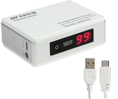 

ERD 6000 mAh Power Bank (Digital Power Bank PB206)(White, Lithium-ion)