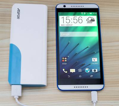 ASPOR A399 Power Bank With 2 USB Outputs Real Capacity 11000 mAh (White, Blue) 