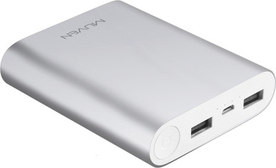

Muven 10400 mAh Power Bank (M400_Silver, Portable Charger)(Mettalic Silver, Lithium-ion)