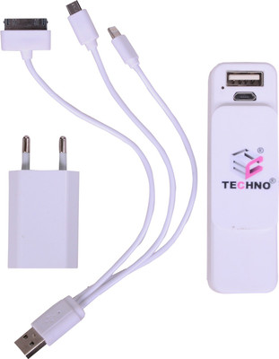 

Techno 2600 mAh Power Bank (TEC-104, Portable )(White, Lithium-ion)