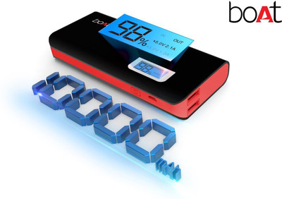 

boAt 10000 mAh Power Bank (BPR100, Boat 2 USB Powerbank)(Red, Black, Lithium-ion), Black;red