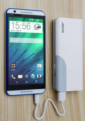 ASPOR A399 Power Bank with 2 USB Outputs Real Capacity 11000 mAh (White) 