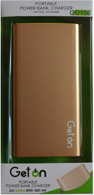 

Get On 10000 mAh Power Bank (GO100, Polymer Power bank)(Gold, Lithium Polymer)