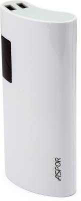 ASPOR A343 Power Bank with 2 USB Outputs Real Capacity 11000 mAh (White) 