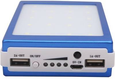 Reliable 20 LED Solar Reliable Power Bank With 2 Usb And Torch 13000 mAh (Golden, Silver, Black, White, Blue) 