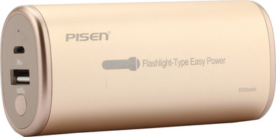 

Pisen 5000 mAh Power Bank (TS-D066GD, Flash Light 5000 mAh)(Gold, Lithium-ion)