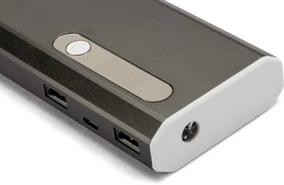 ASPOR A348 Power Bank With 2 USB Outputs Real Capacity 11000 mAh (Metallic Grey) 