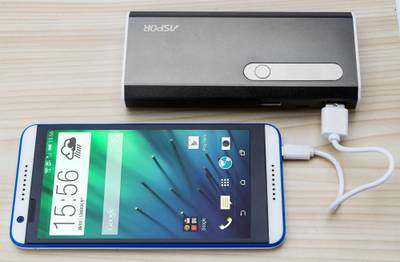 ASPOR A348 Power Bank With 2 USB Outputs Real Capacity 11000 mAh (Metallic Grey) 