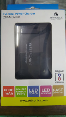 

Zebronics 6000 mAh Power Bank (MC6000, ZEB-MC6000)(Black, Lithium-ion)