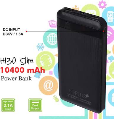 HI-PLUS H130 Slim Power Bank with Digital Meter 10400 mAh (Black) 