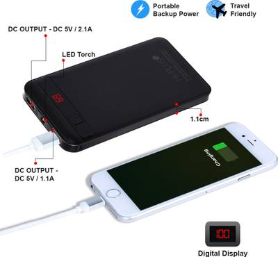 HI-PLUS H130 Slim Power Bank with Digital Meter 10400 mAh (Black) 