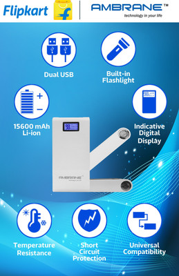 

Ambrane 15600 mAh Power Bank (P-1500, NA)(White, Lithium-ion)