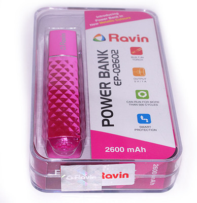 

Ravin 2600 mAh Power Bank (EP-02602)(Pink, Lithium-ion)