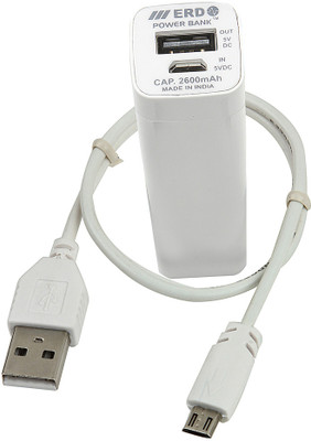 

ERD 2600 mAh Power Bank (LP-202, Portable Mobile Charger - )(White, Lithium-ion)