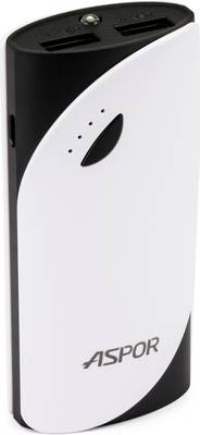 ASPOR A365 Power Bank With 2 USB Outputs Real Capacity 5200 mAh (Black, White) 